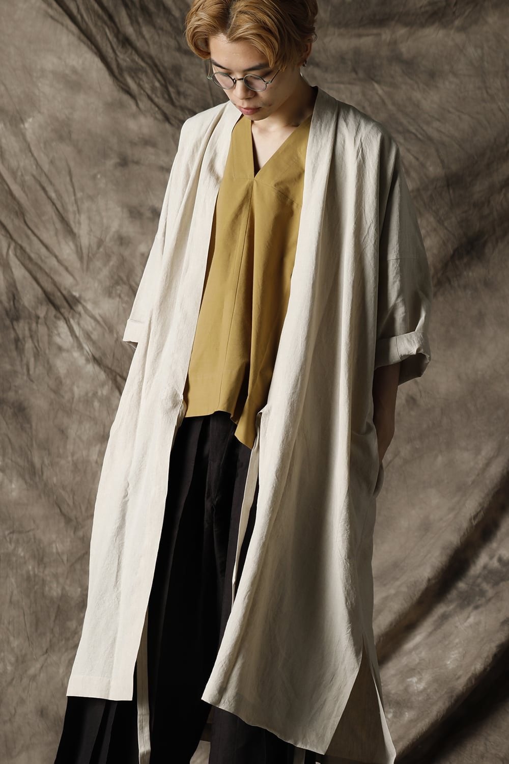 KIMONO#8 NATURAL MELE LINEN/SILK SHIRTING