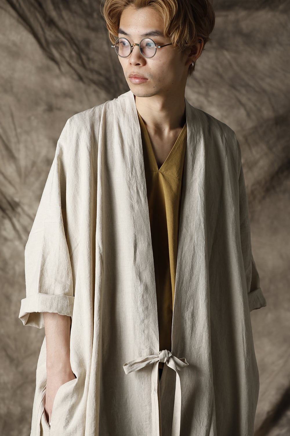 KIMONO#8 NATURAL MELE LINEN/SILK SHIRTING