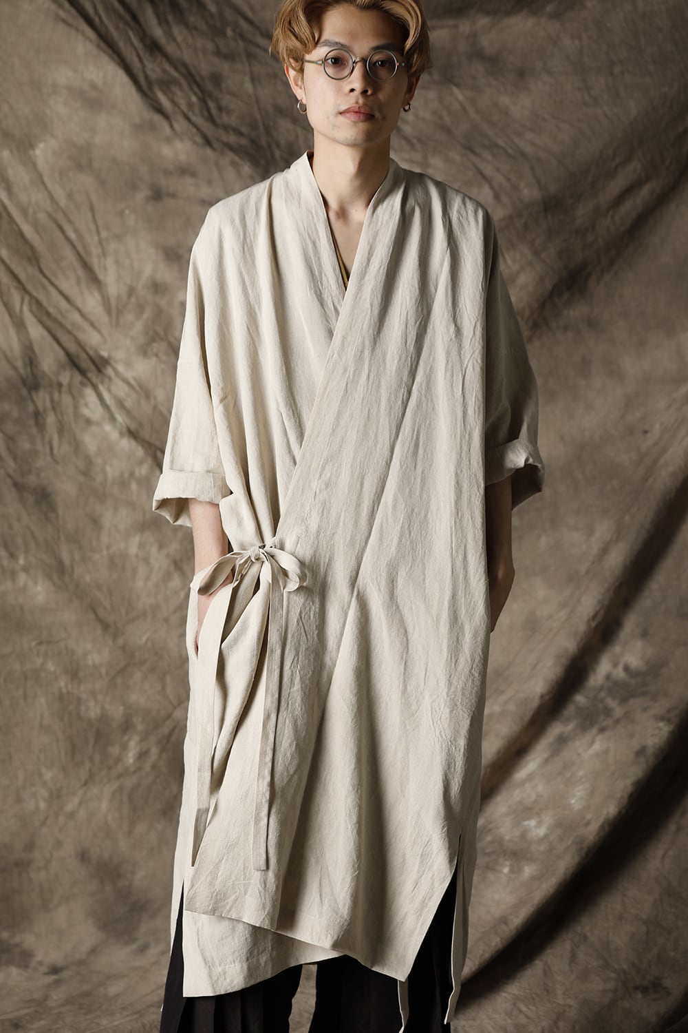 KIMONO#8 NATURAL MELE LINEN/SILK SHIRTING