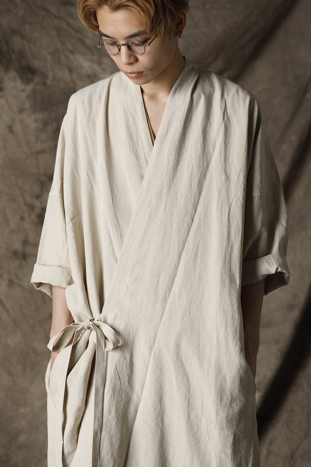 KIMONO#8 NATURAL MELE LINEN/SILK SHIRTING
