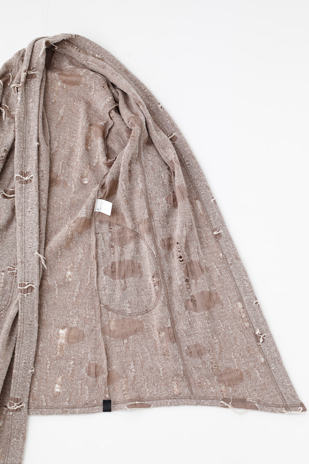 Damage Jersey Shawl Cardigan Beige