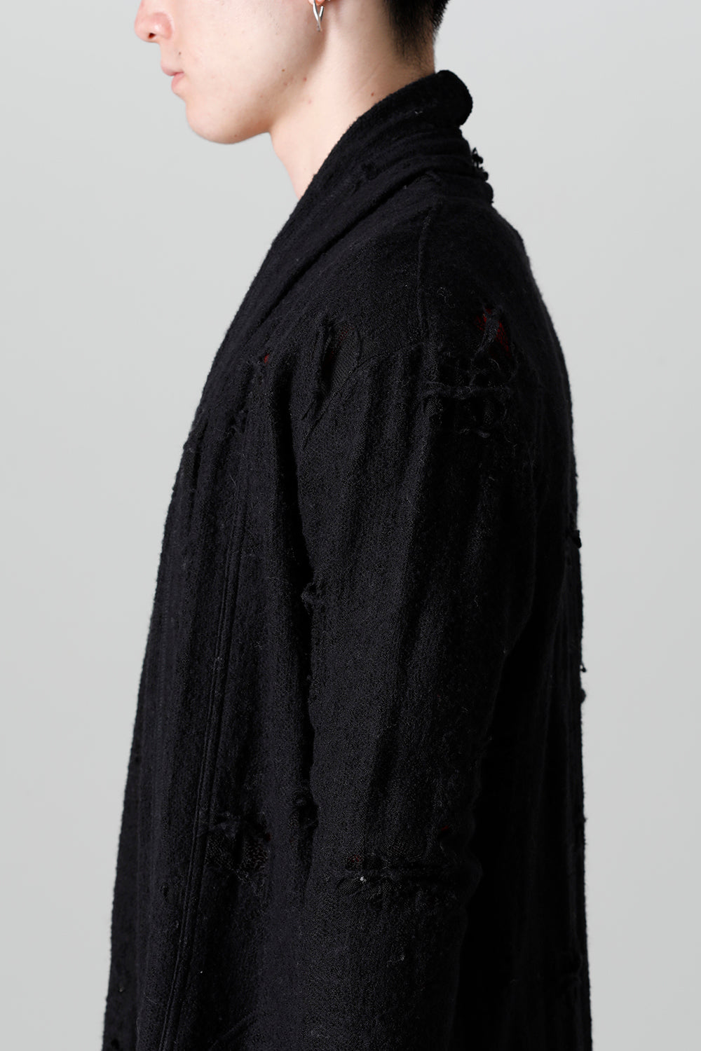 Damage Jersey Shawl Cardigan Black