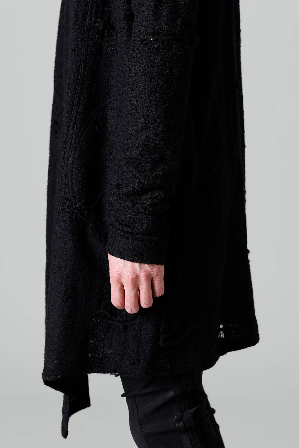 Damage Jersey Shawl Cardigan Black