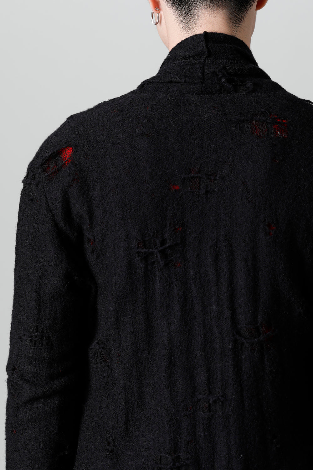 Damage Jersey Shawl Cardigan Black