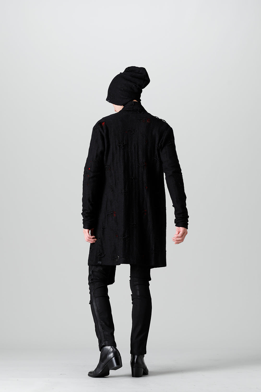 Damage Jersey Shawl Cardigan Black