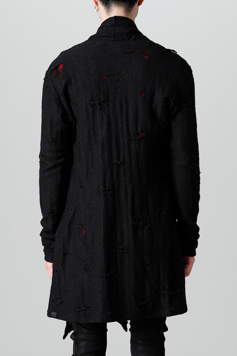 Damage Jersey Shawl Cardigan Black