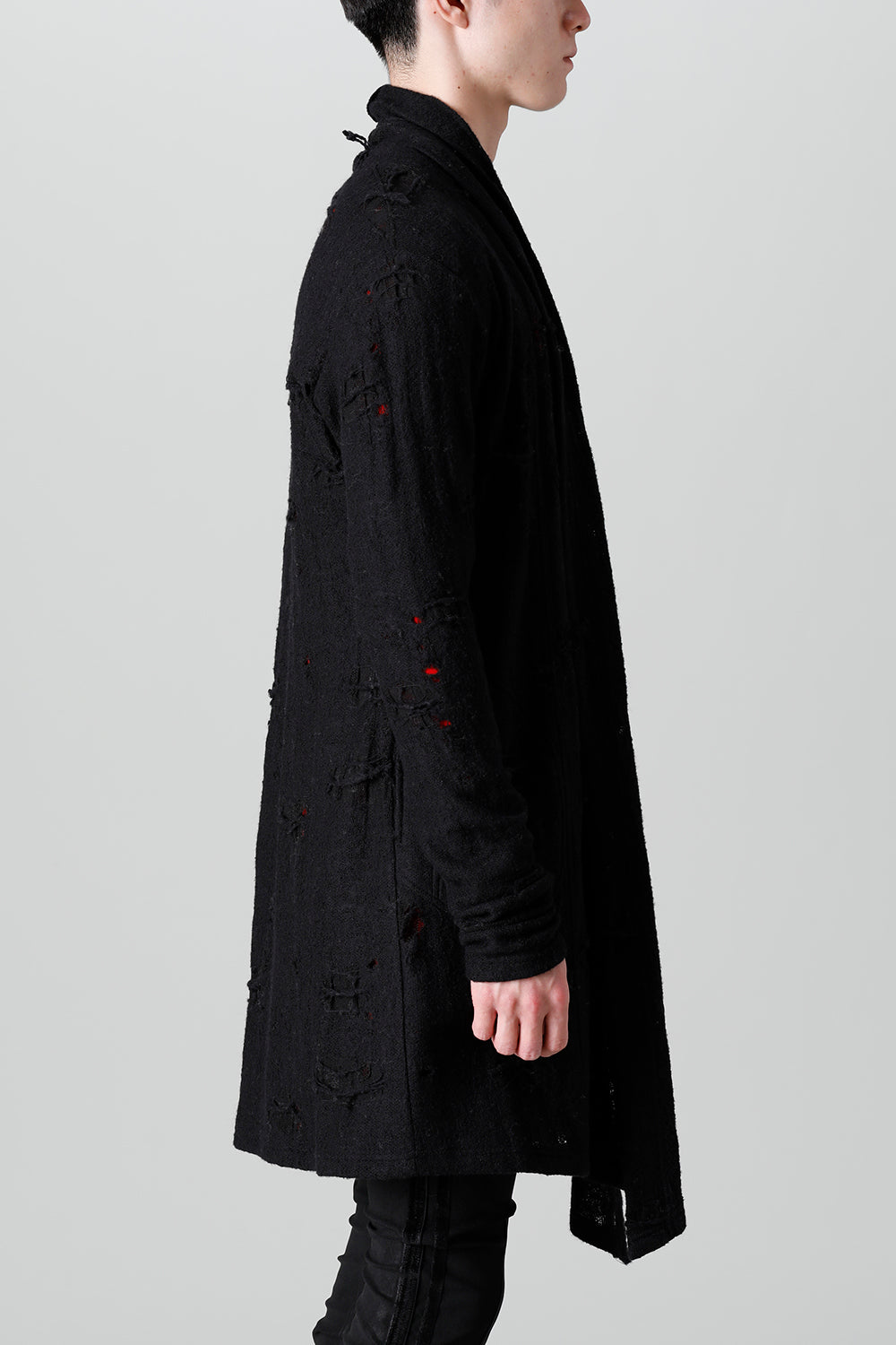 Damage Jersey Shawl Cardigan Black