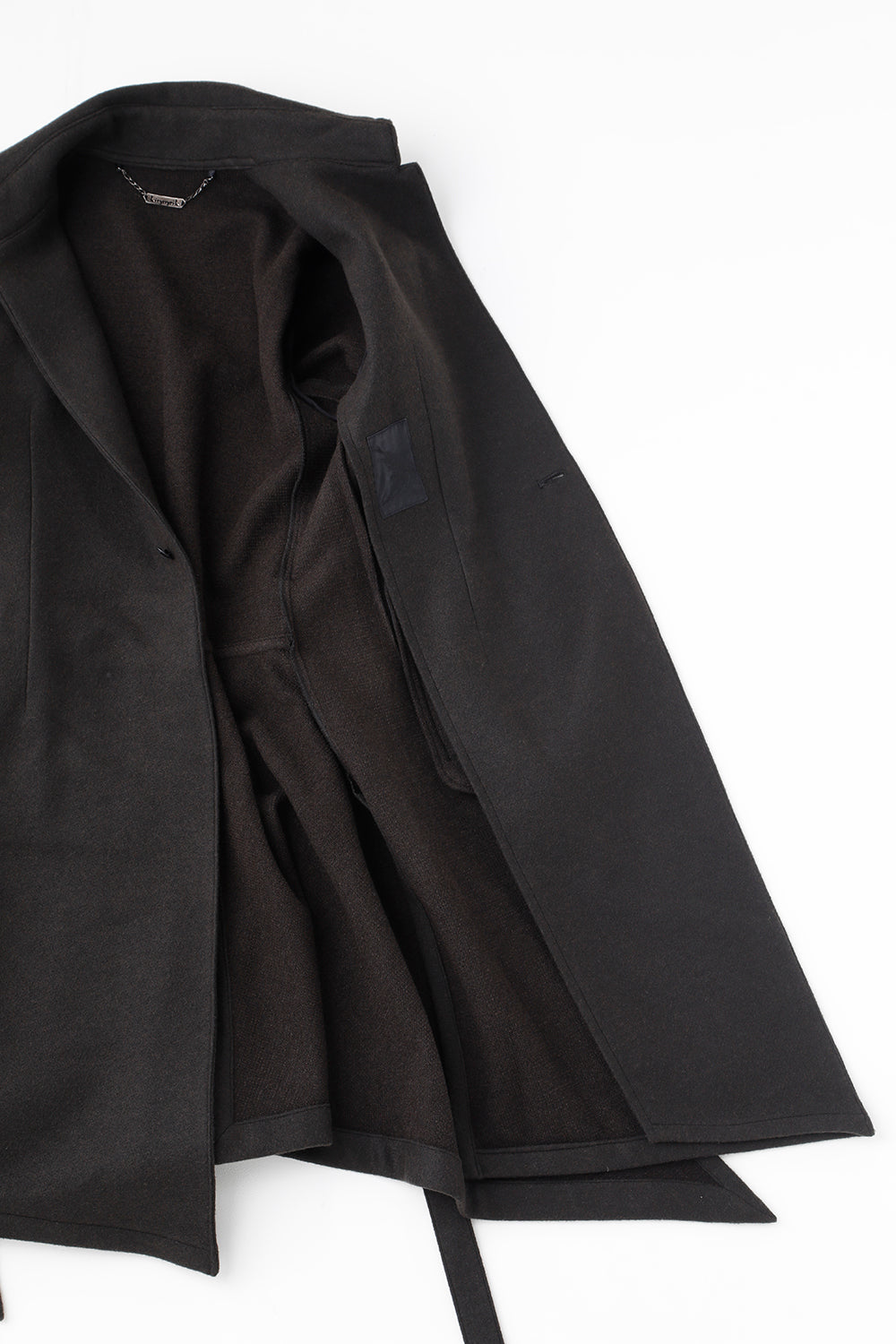 Knit Melton Stand Collar Flare Jacket Black