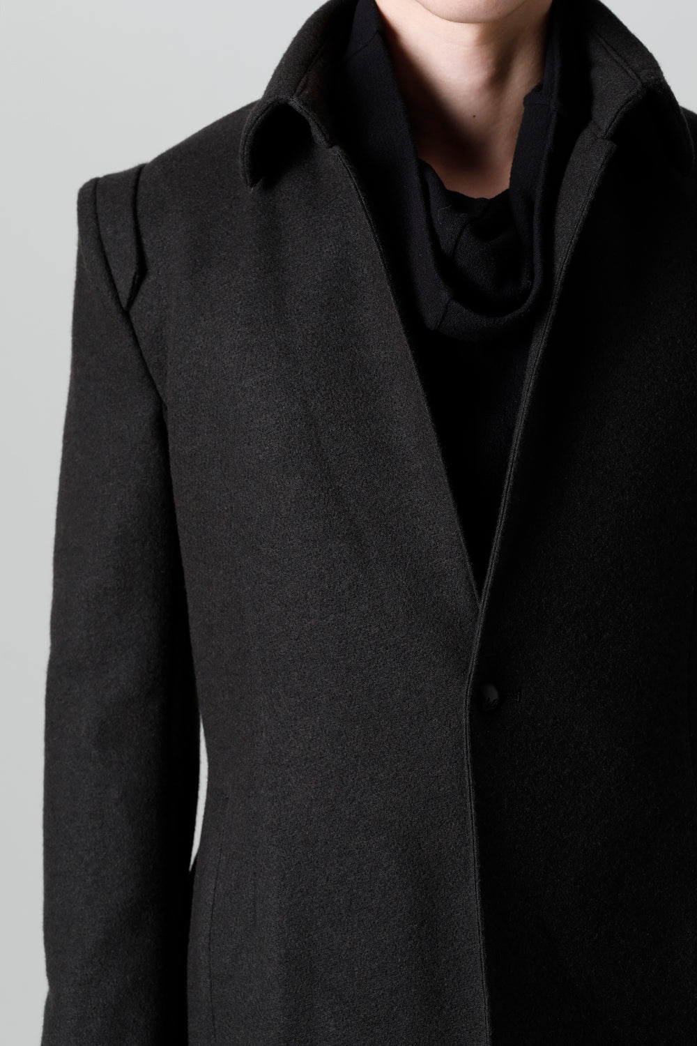 Knit Melton Stand Collar Flare Jacket Black