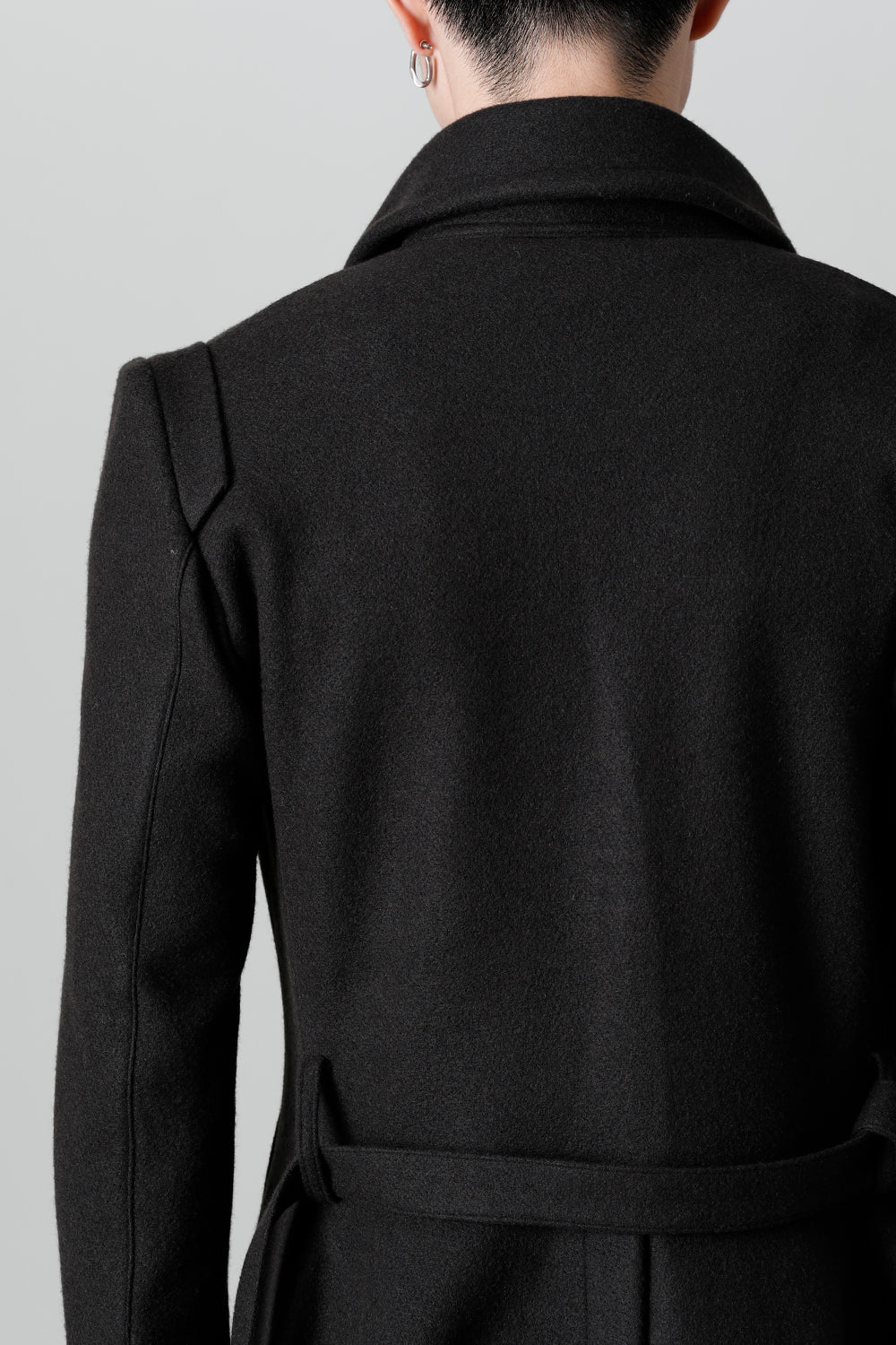 Knit Melton Stand Collar Flare Jacket Black