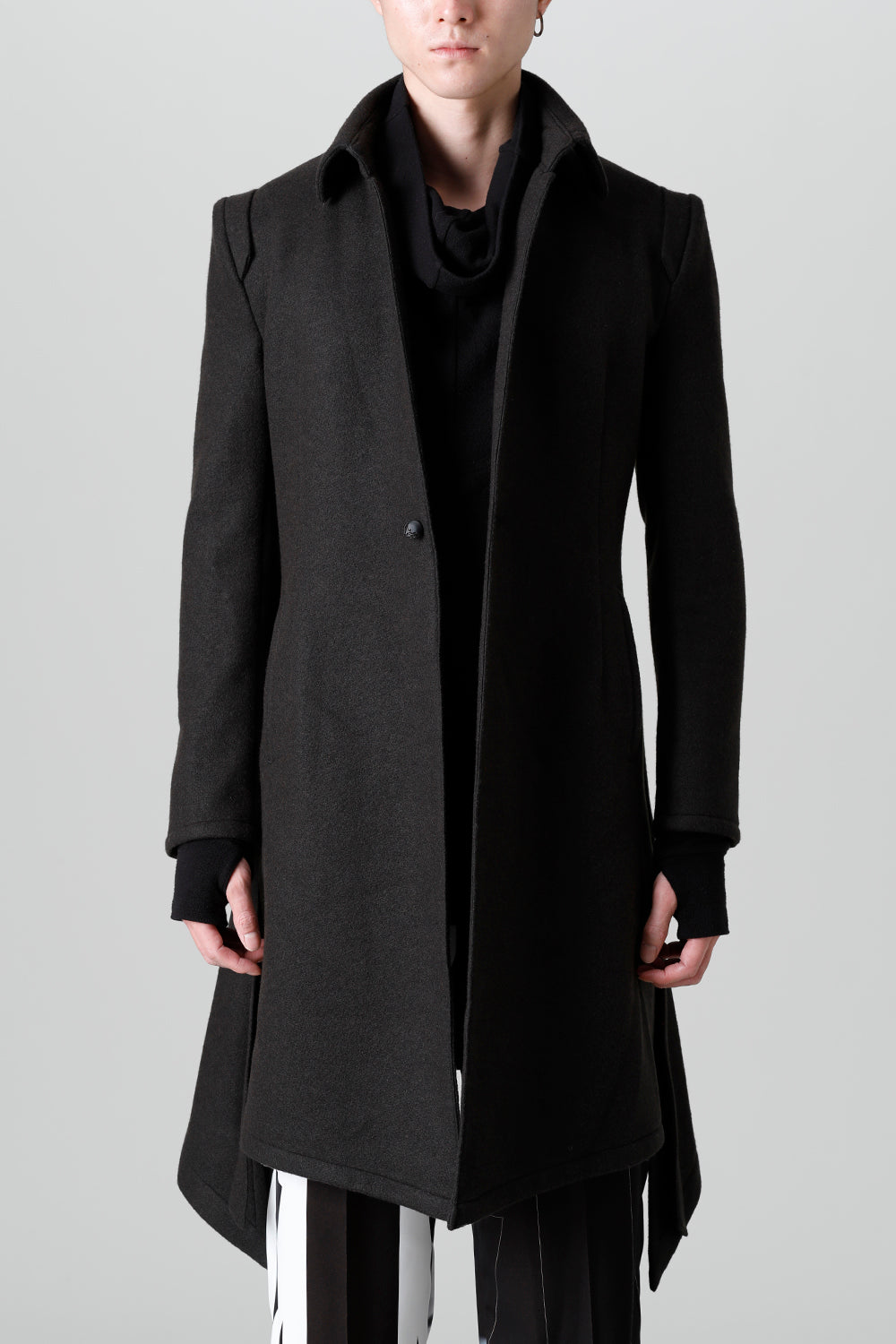 Knit Melton Stand Collar Flare Jacket Black