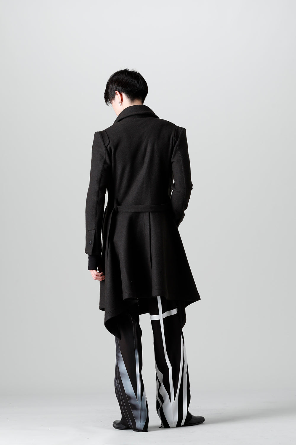 Knit Melton Stand Collar Flare Jacket Black