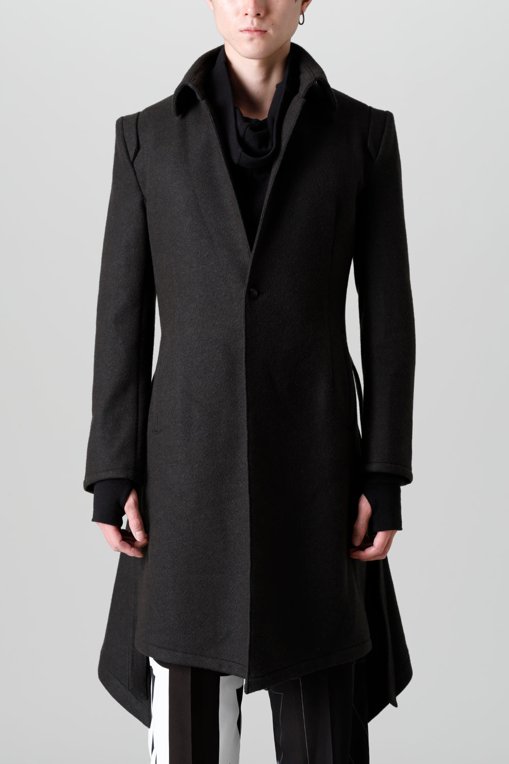 Knit Melton Stand Collar Flare Jacket Black