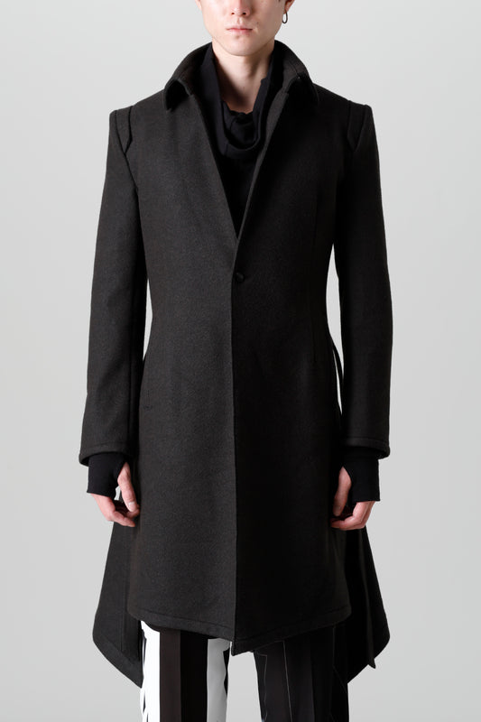 Knit Melton Stand Collar Flare Jacket Black