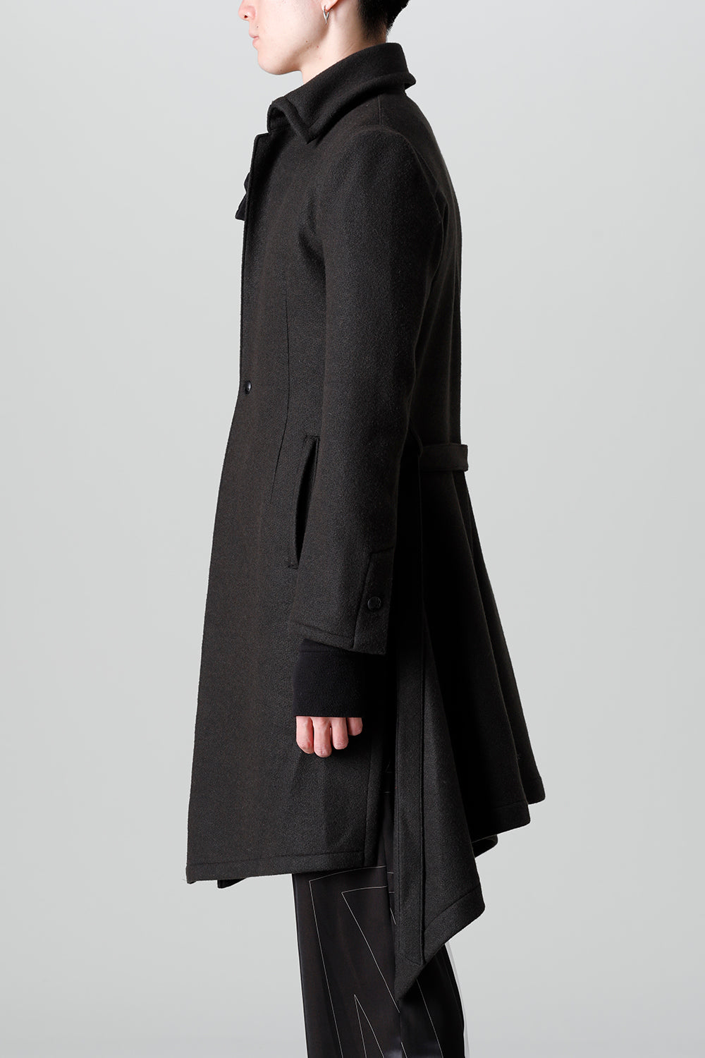 Knit Melton Stand Collar Flare Jacket Black