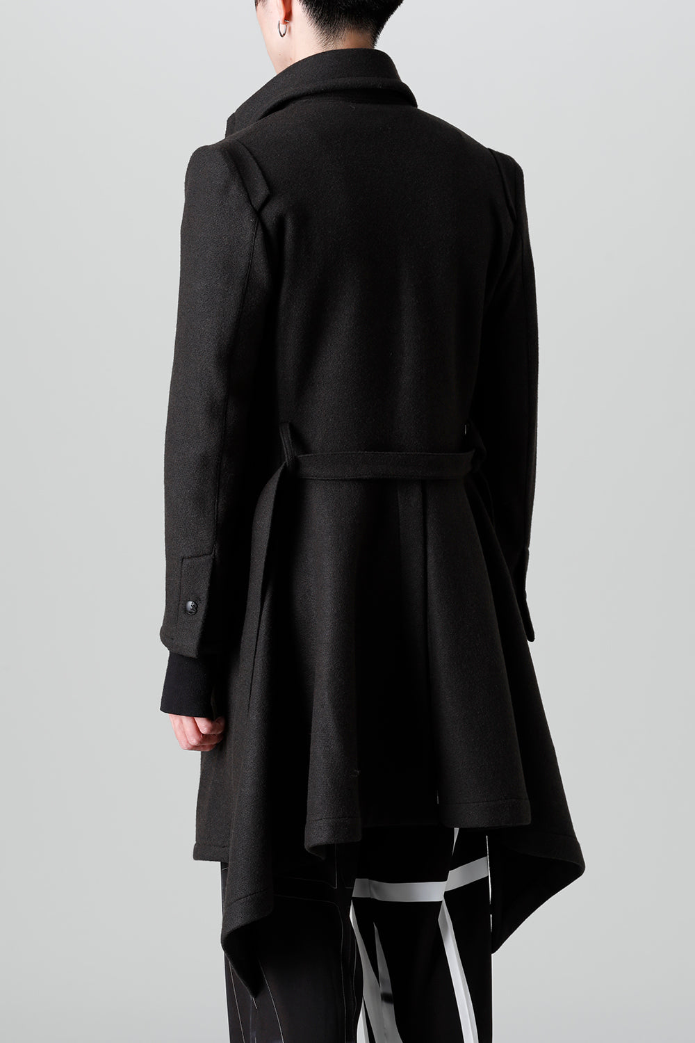 Knit Melton Stand Collar Flare Jacket Black