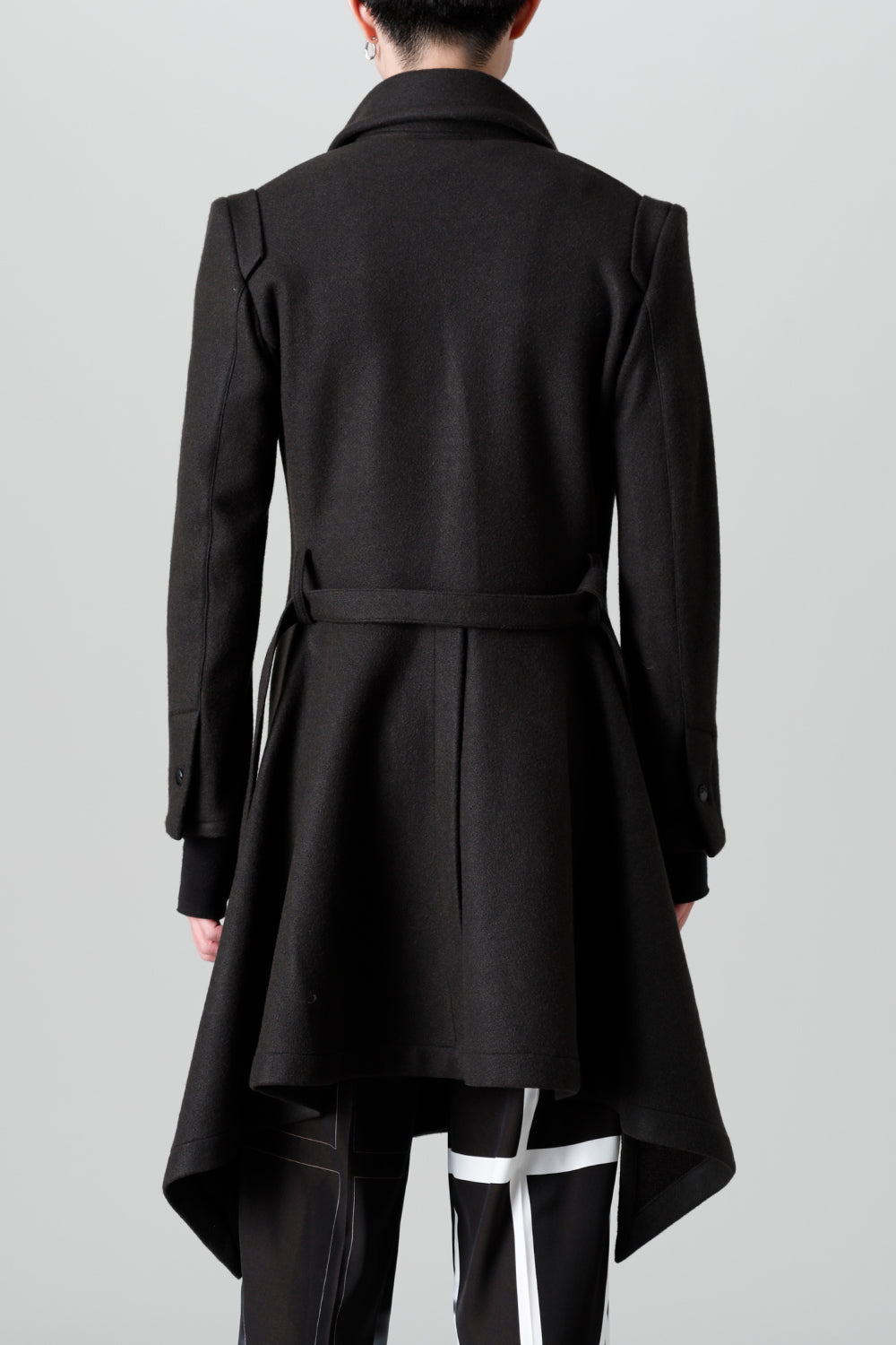 Knit Melton Stand Collar Flare Jacket Black