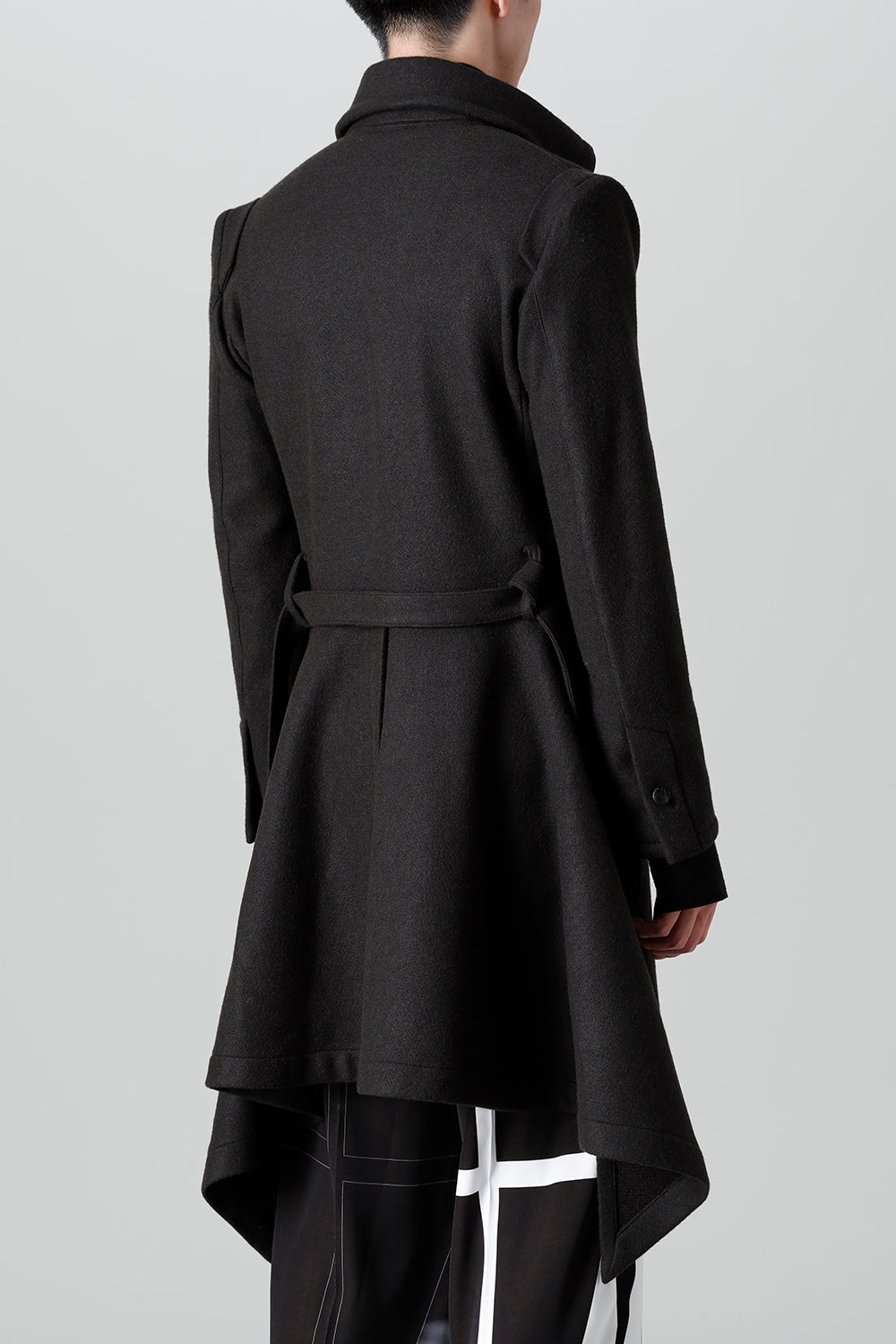 Knit Melton Stand Collar Flare Jacket Black