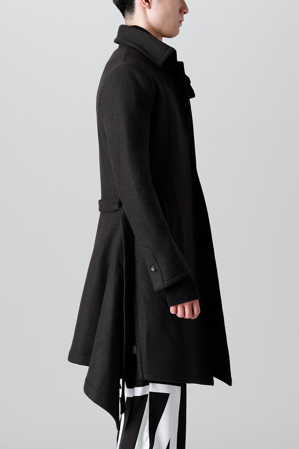 Knit Melton Stand Collar Flare Jacket Black