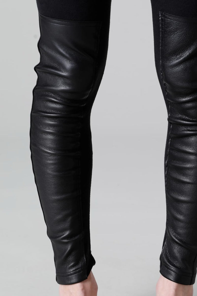 Smooth Brushed & Stretch Leather Leggings