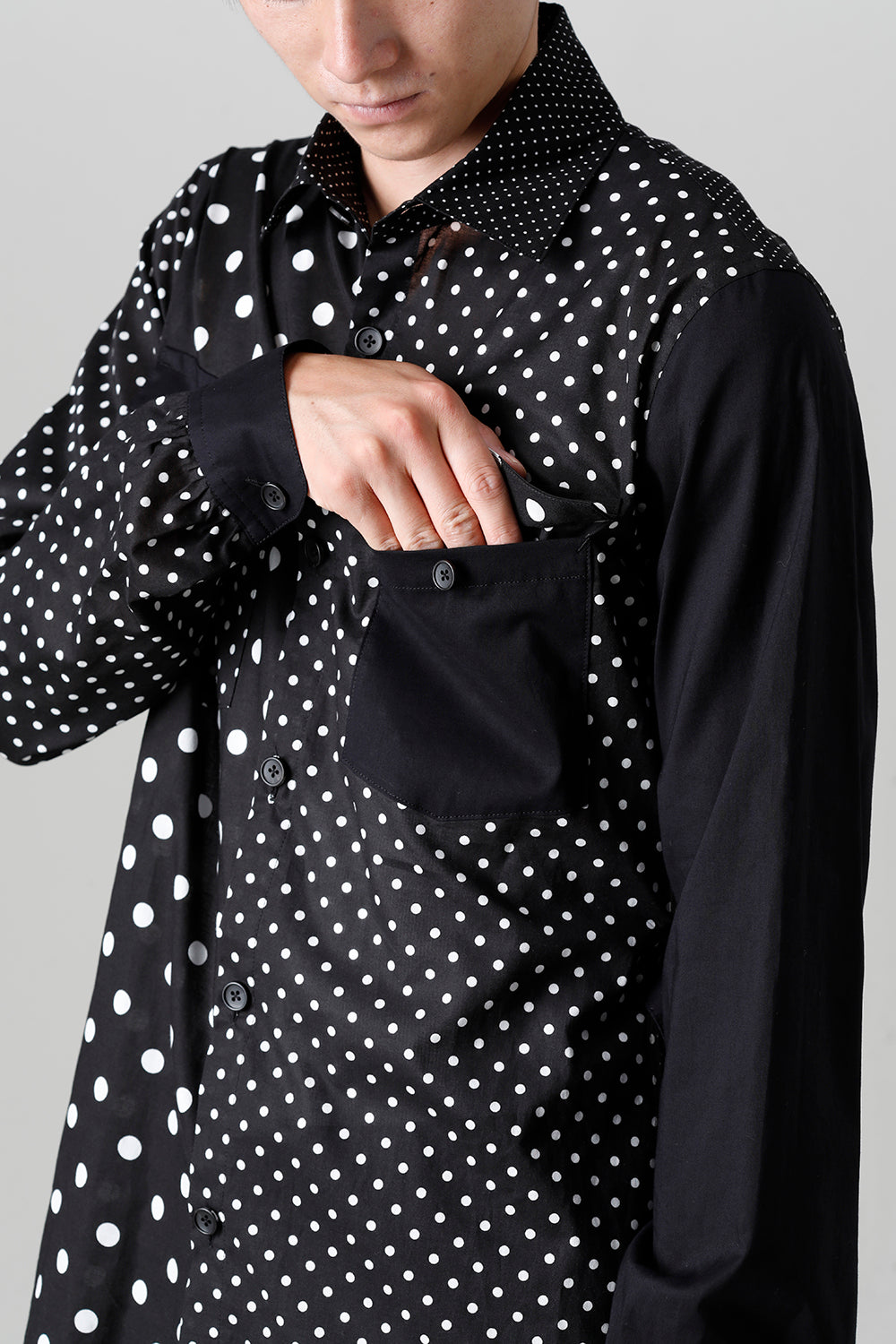 Crazy Dot Loan Gather Sleeves Shirts