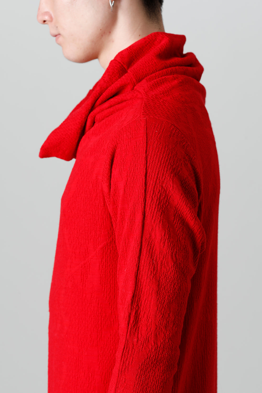 Python Jacquard Jersey Drape High Neck