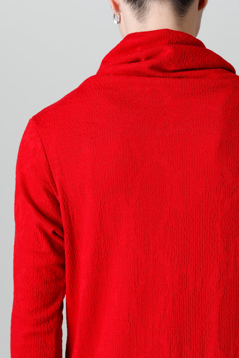 Python Jacquard Jersey Drape High Neck