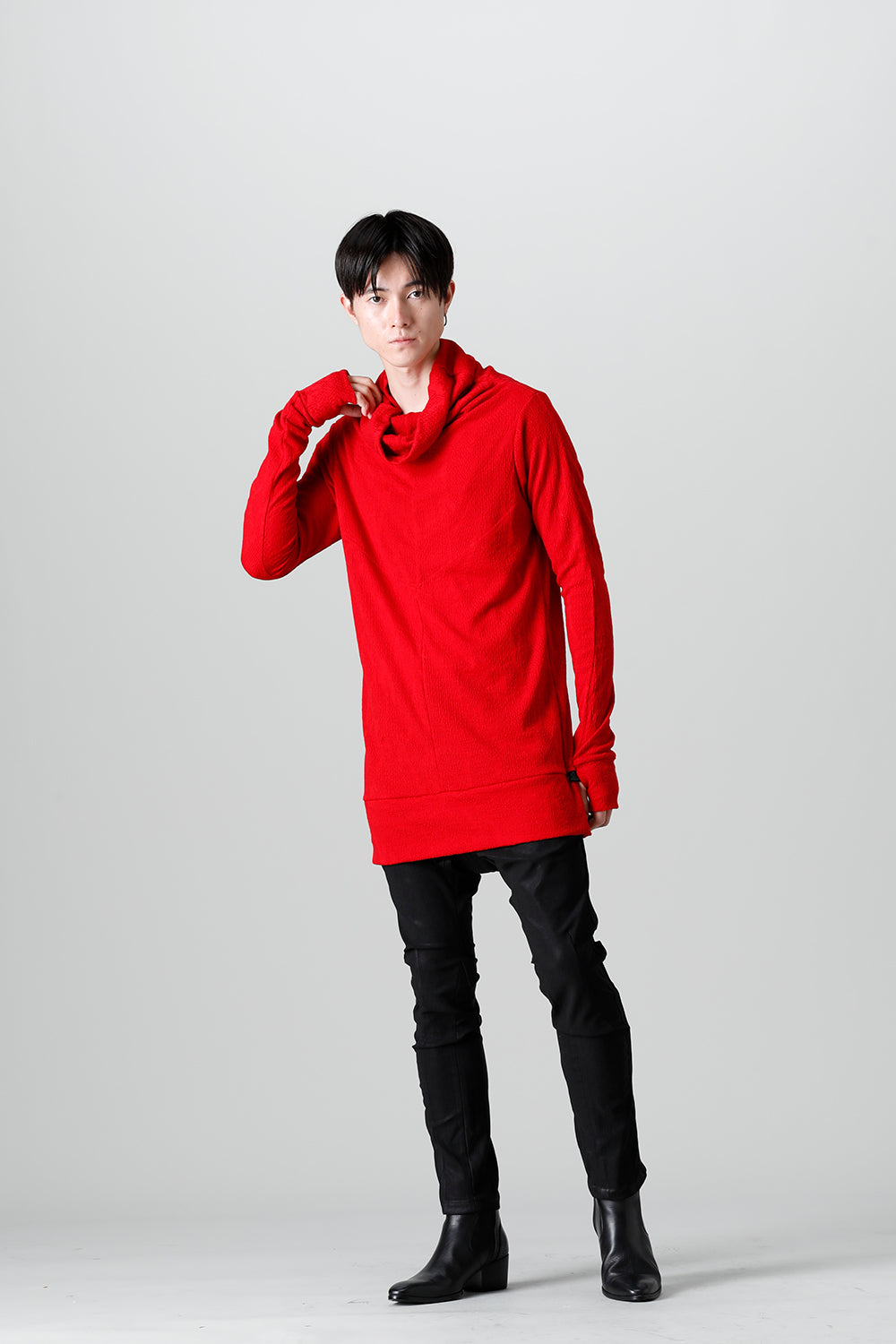 Python Jacquard Jersey Drape High Neck