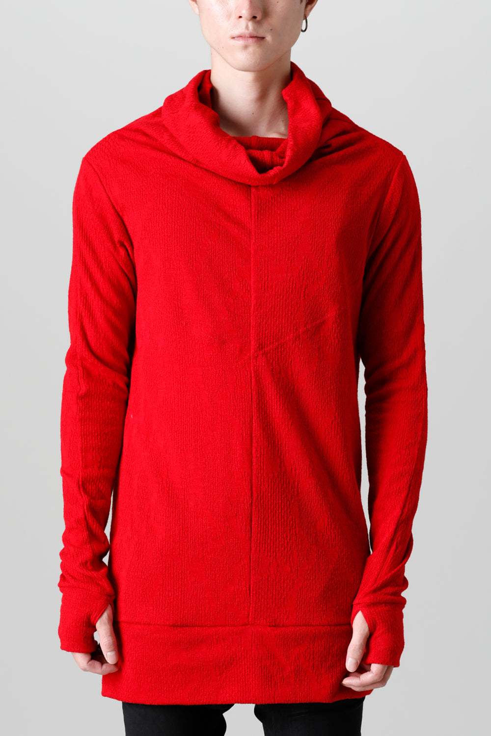 Python Jacquard Jersey Drape High Neck