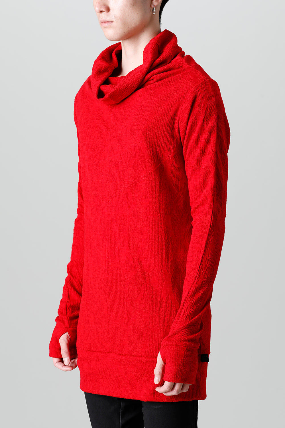 Python Jacquard Jersey Drape High Neck