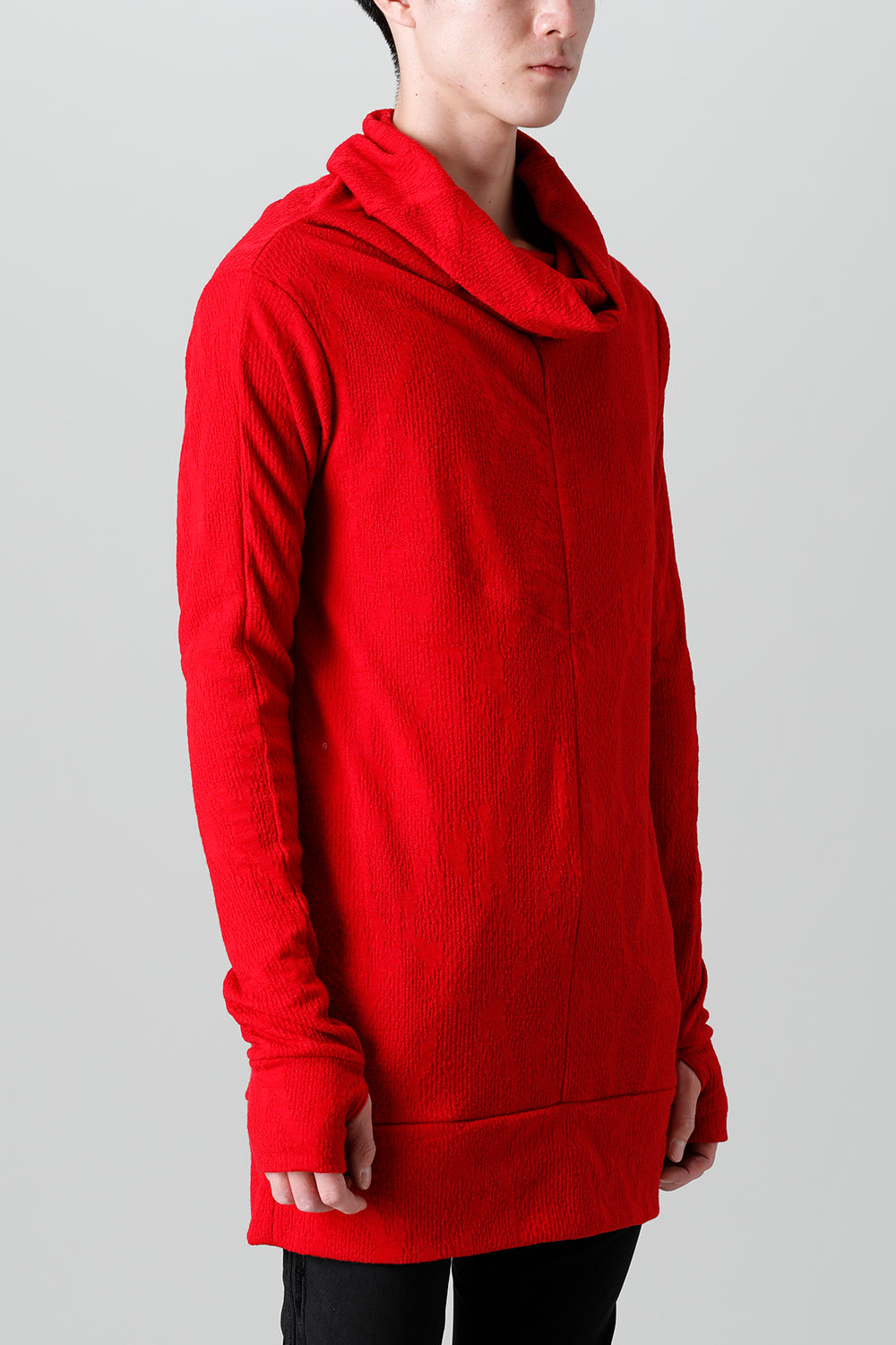 Python Jacquard Jersey Drape High Neck