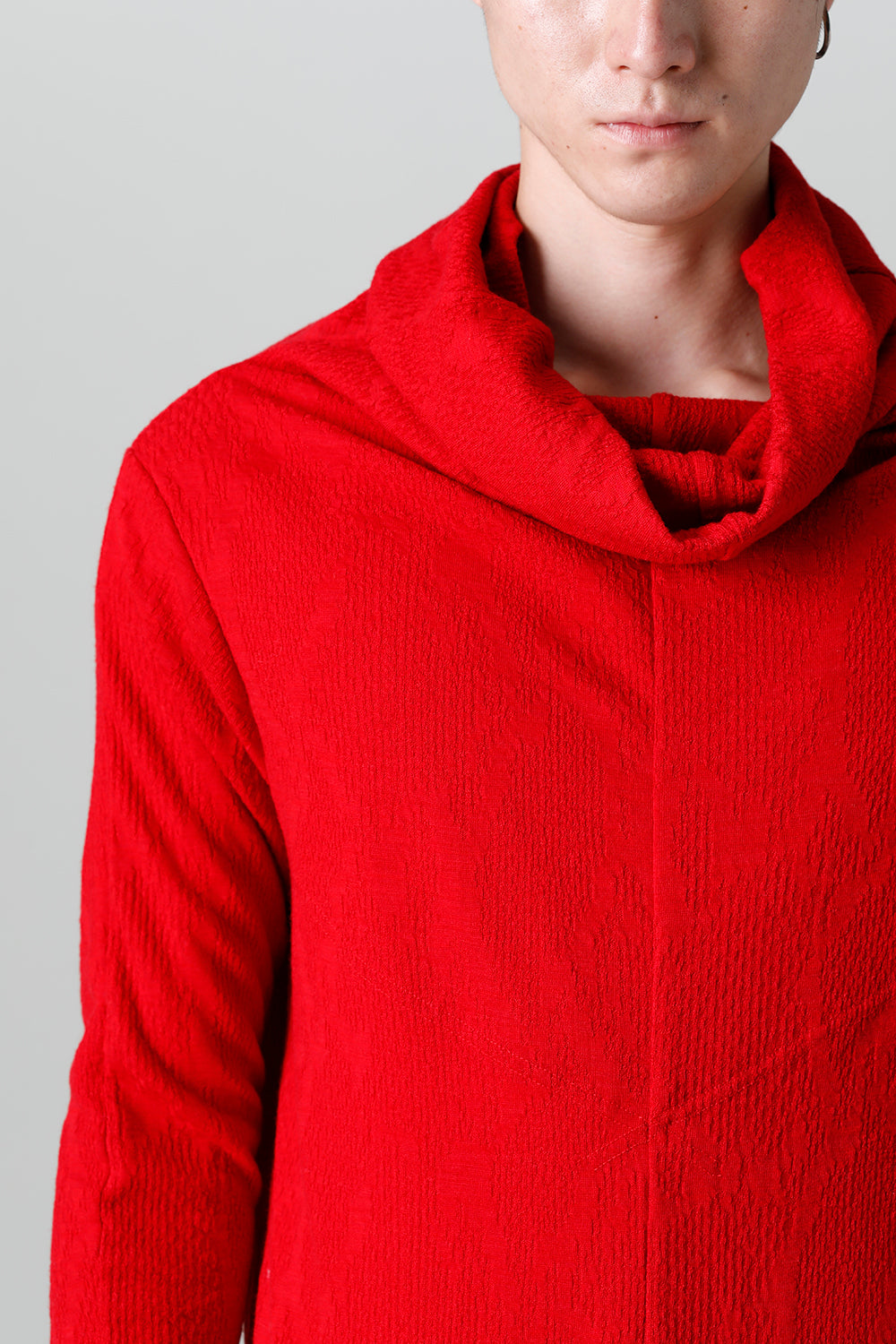 Python Jacquard Jersey Drape High Neck