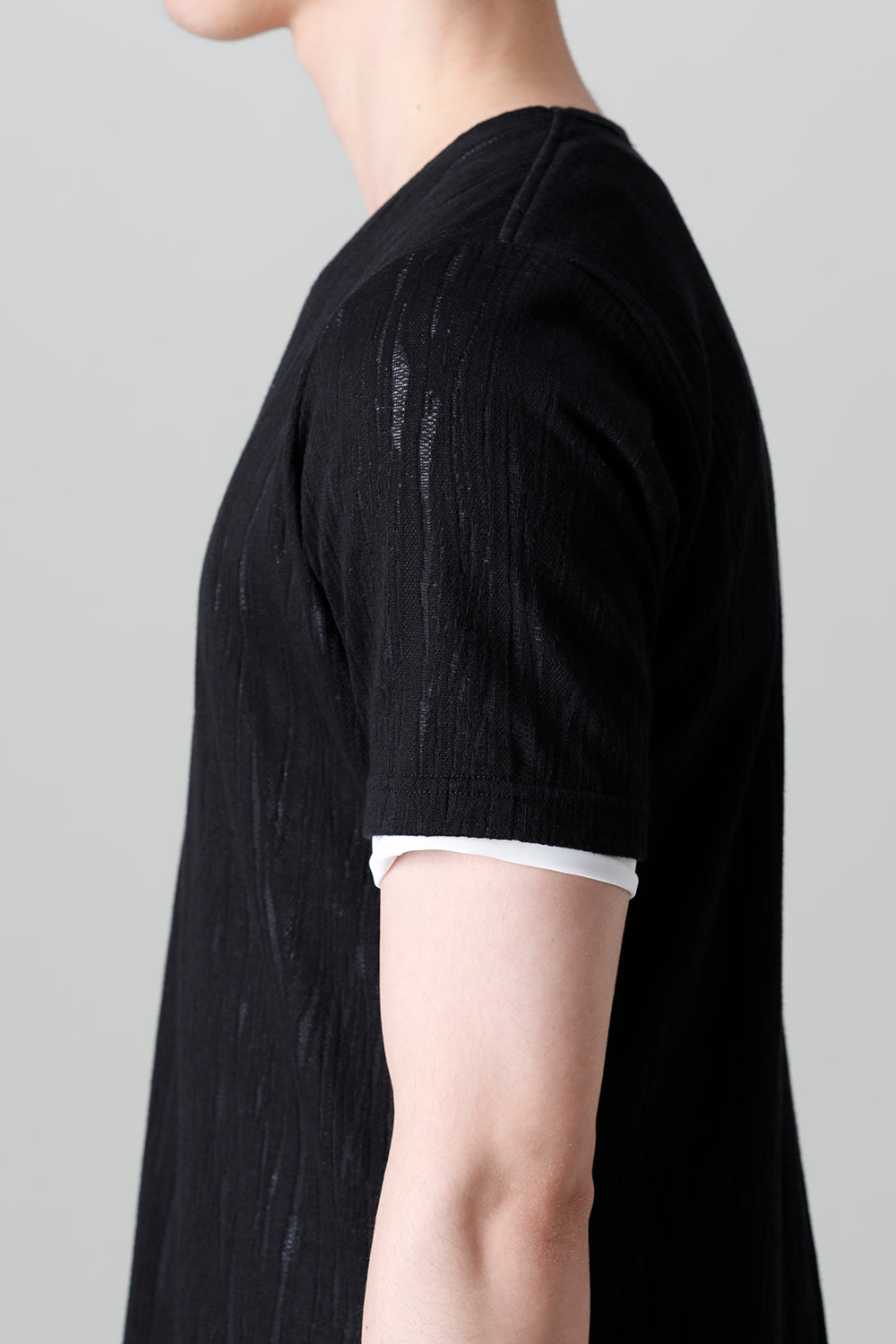 Lacy Jacquard Jersey Layerd T-shirts Black & White