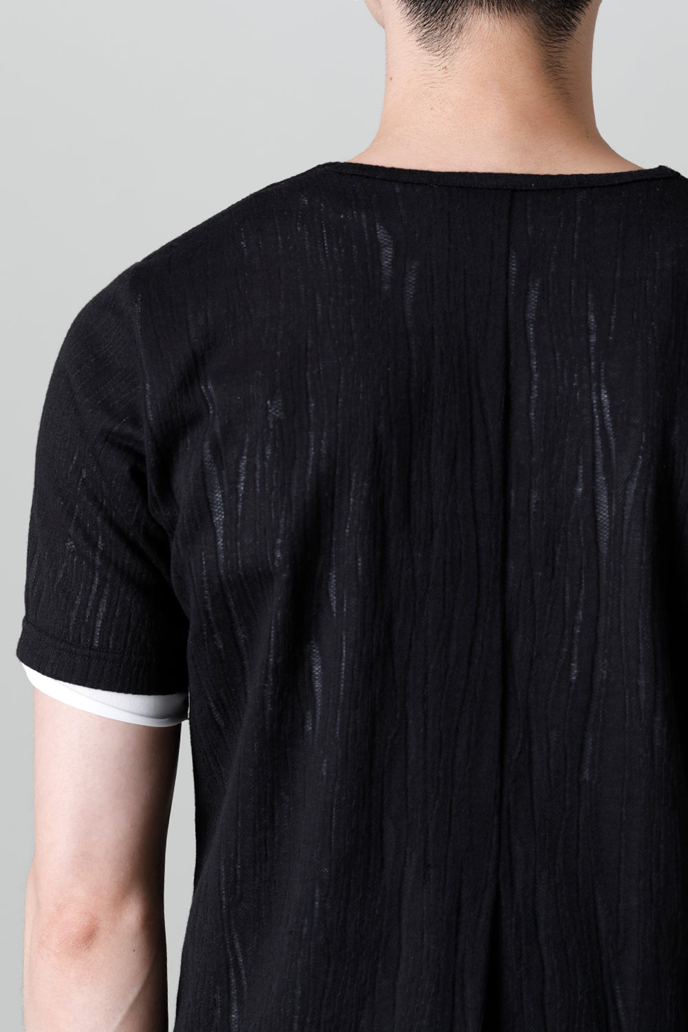Lacy Jacquard Jersey Layerd T-shirts Black & White