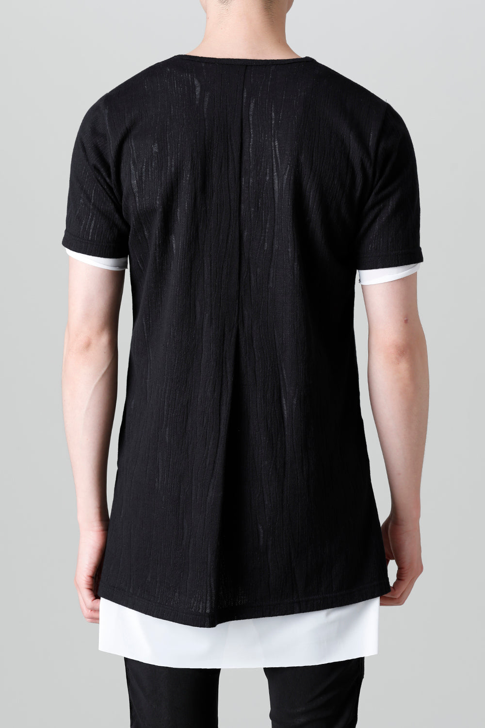 Lacy Jacquard Jersey Layerd T-shirts Black & White