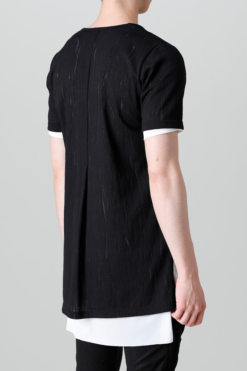 Lacy Jacquard Jersey Layerd T-shirts Black & White
