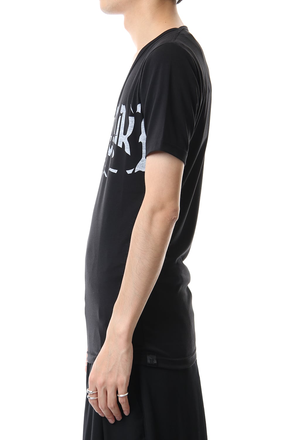 V-Neck T-Shirts Black x White Print