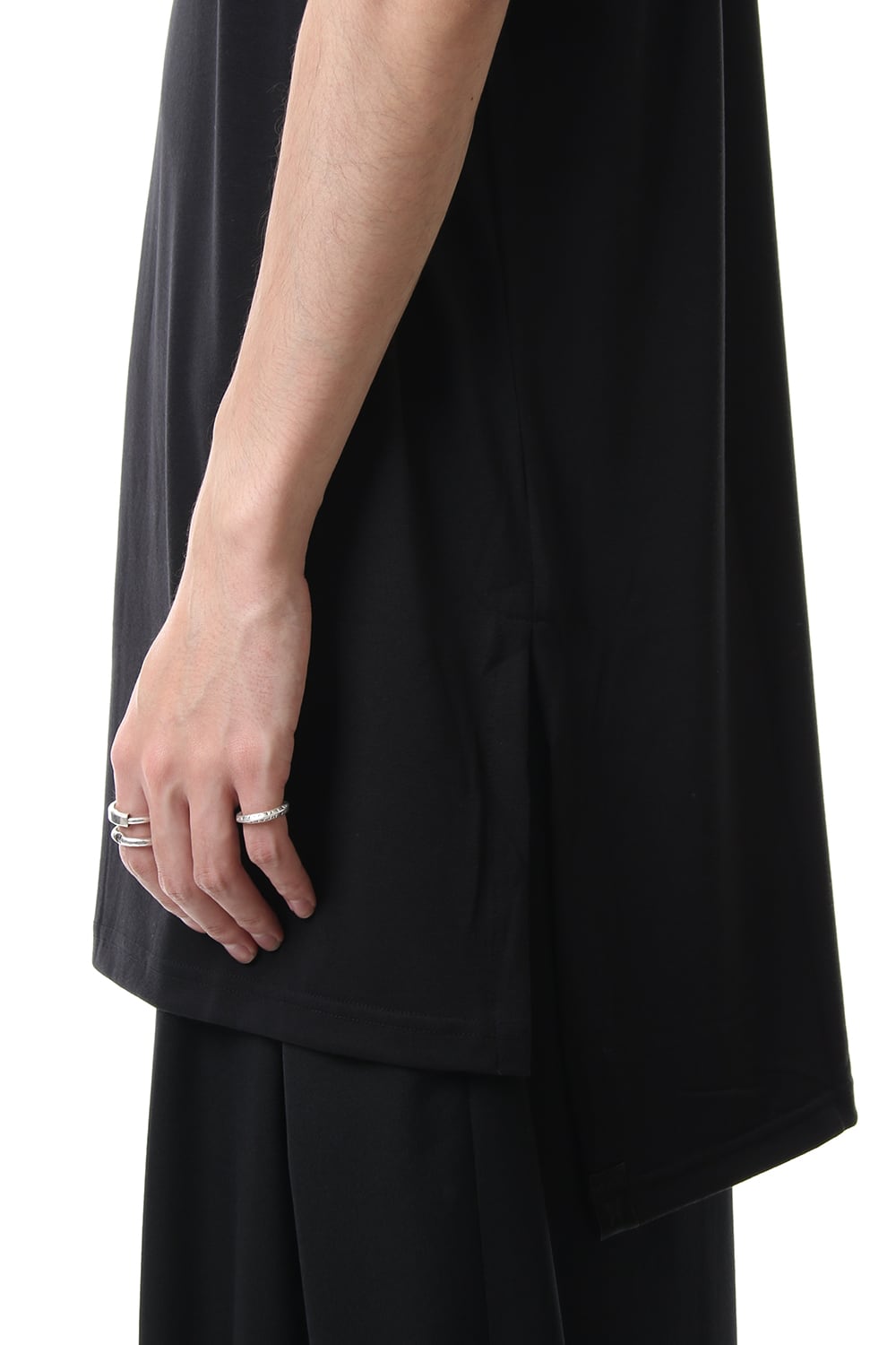 Drop Shoulder T-Shirts Black x White Print