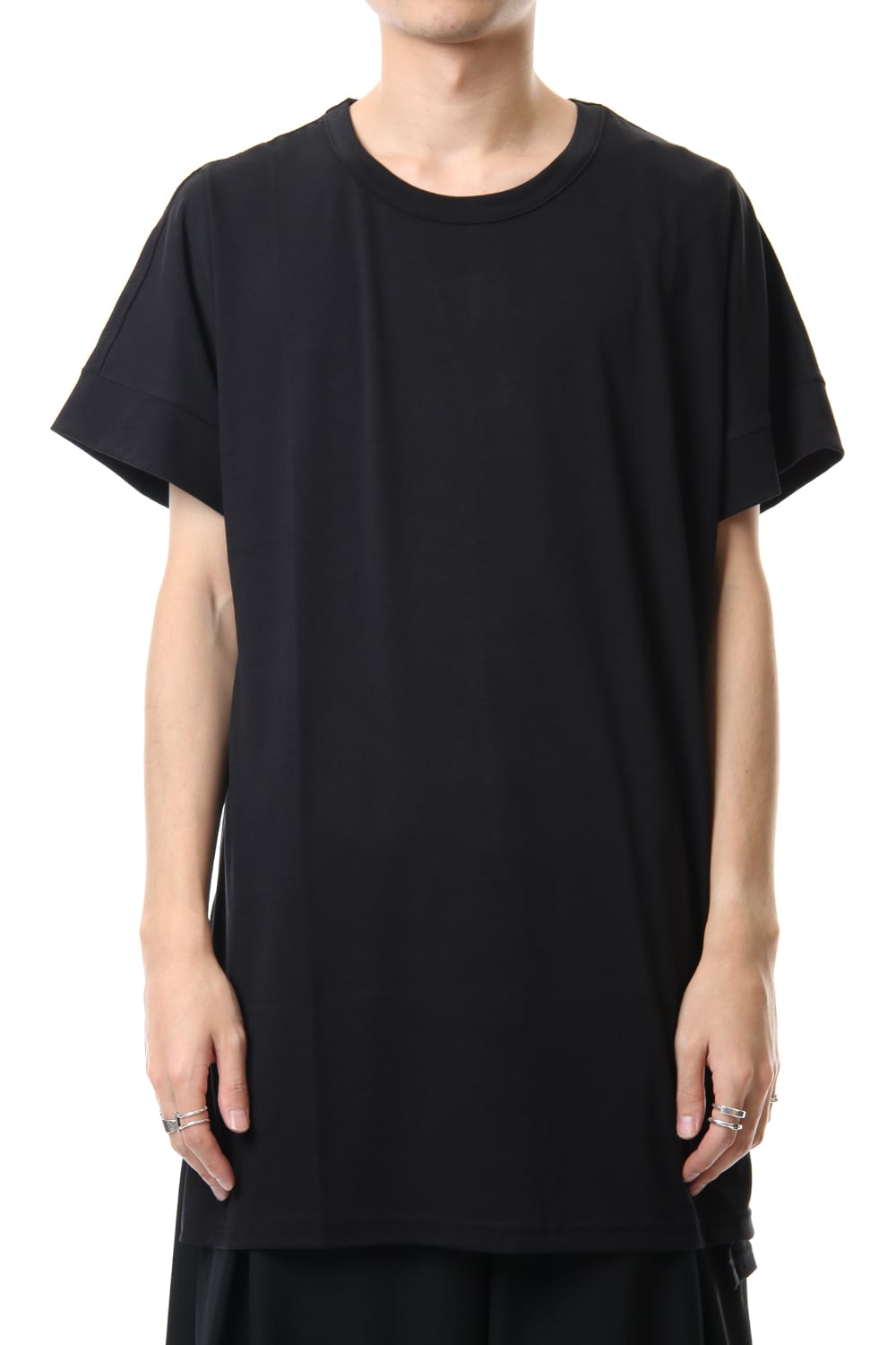 Drop Shoulder T-Shirts Black x White Print