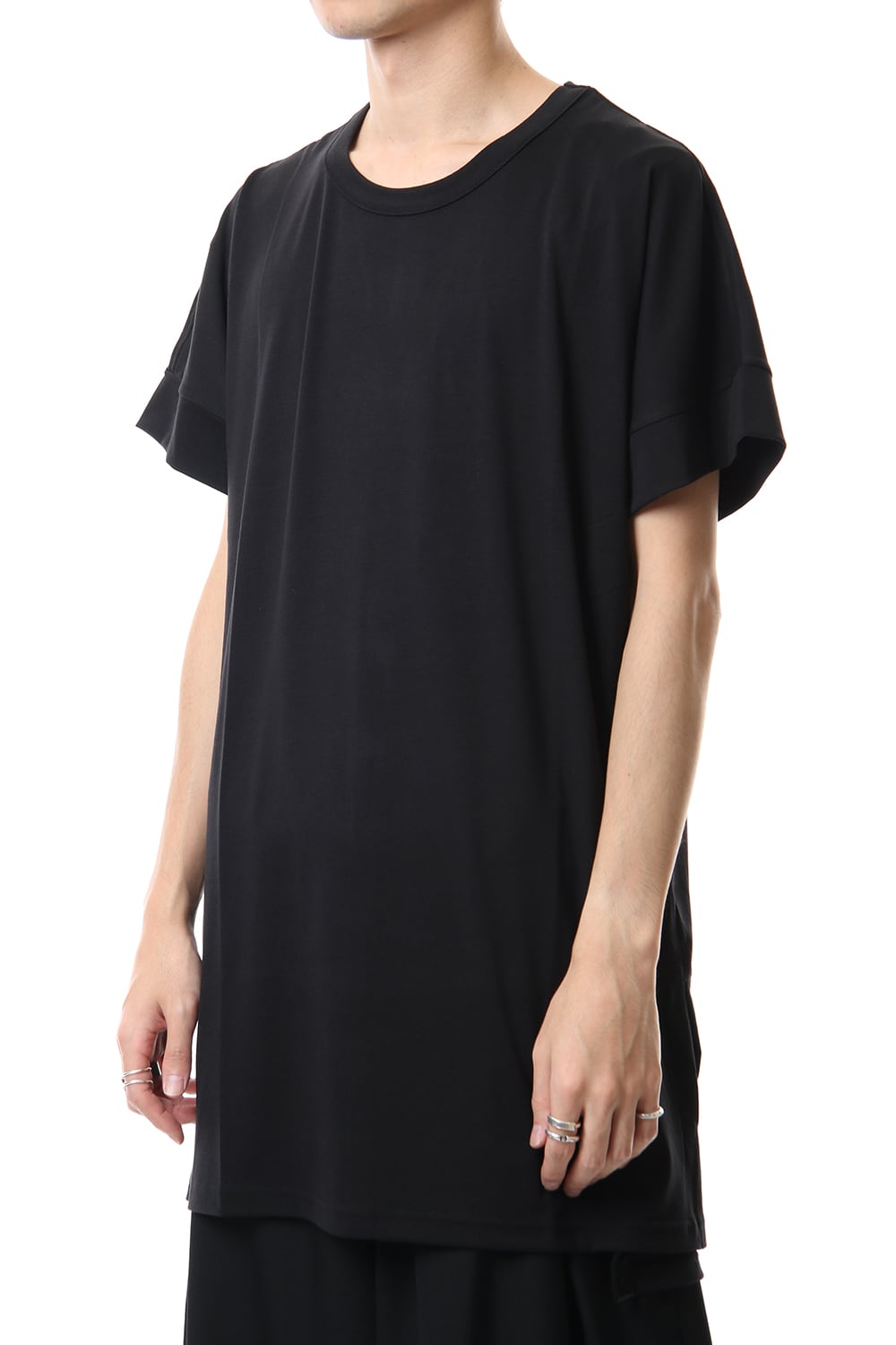 Drop Shoulder T-Shirts Black x White Print