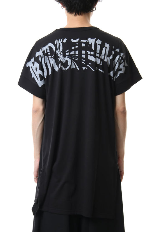 Drop Shoulder T-Shirts Black x White Print