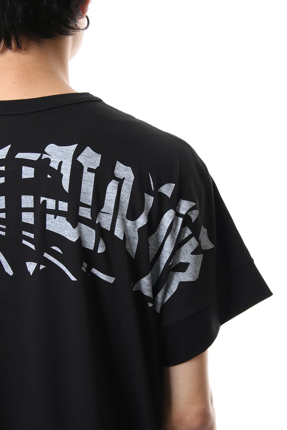 Drop Shoulder T-Shirts Black x White Print