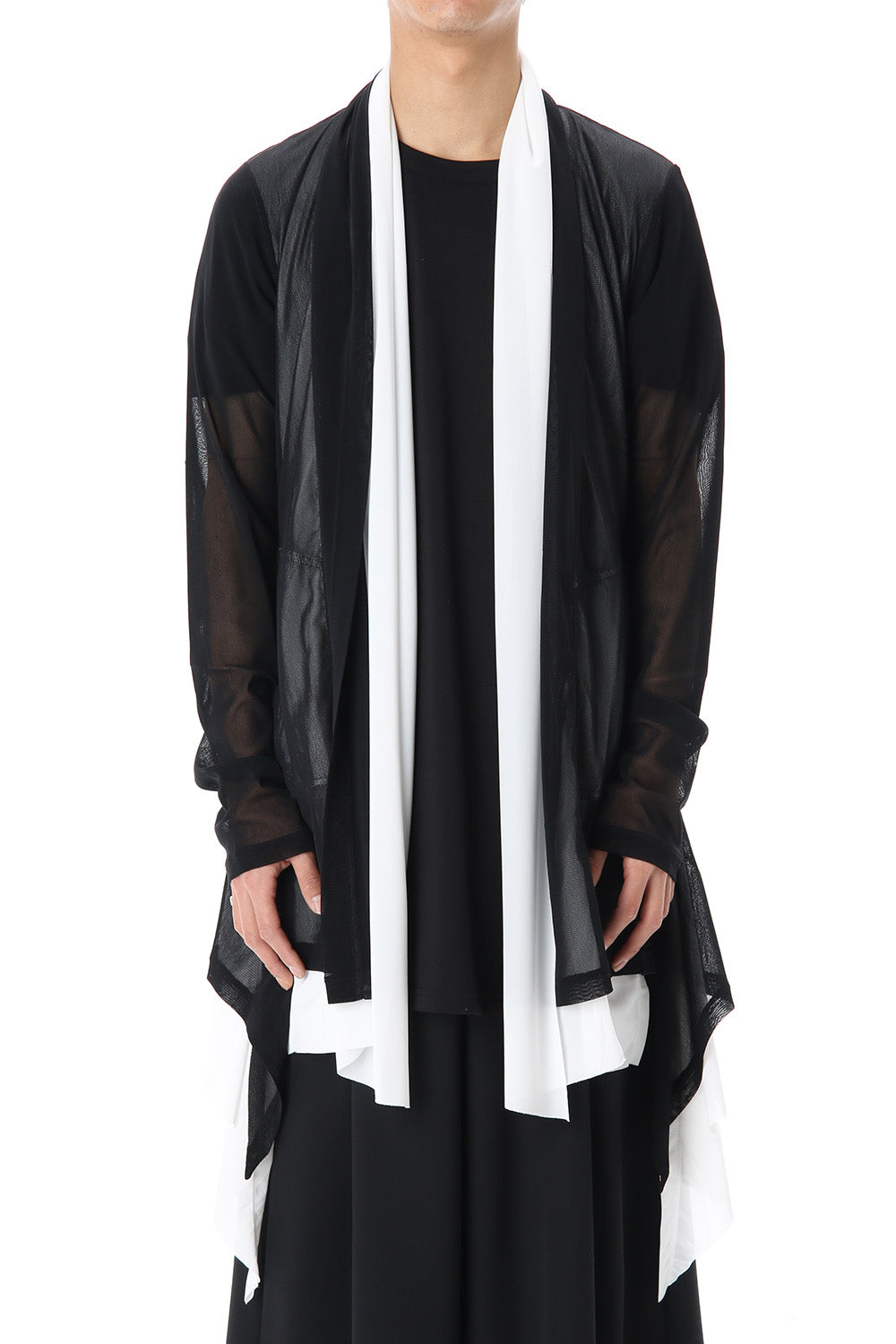 Layered Flare Cardigane Black x White
