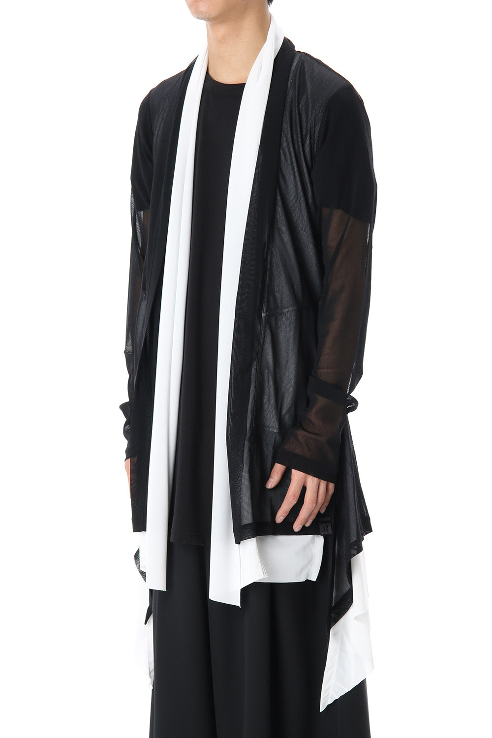 Layered Flare Cardigane Black x White