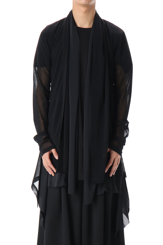 Layered Flare Cardigane Black x Black