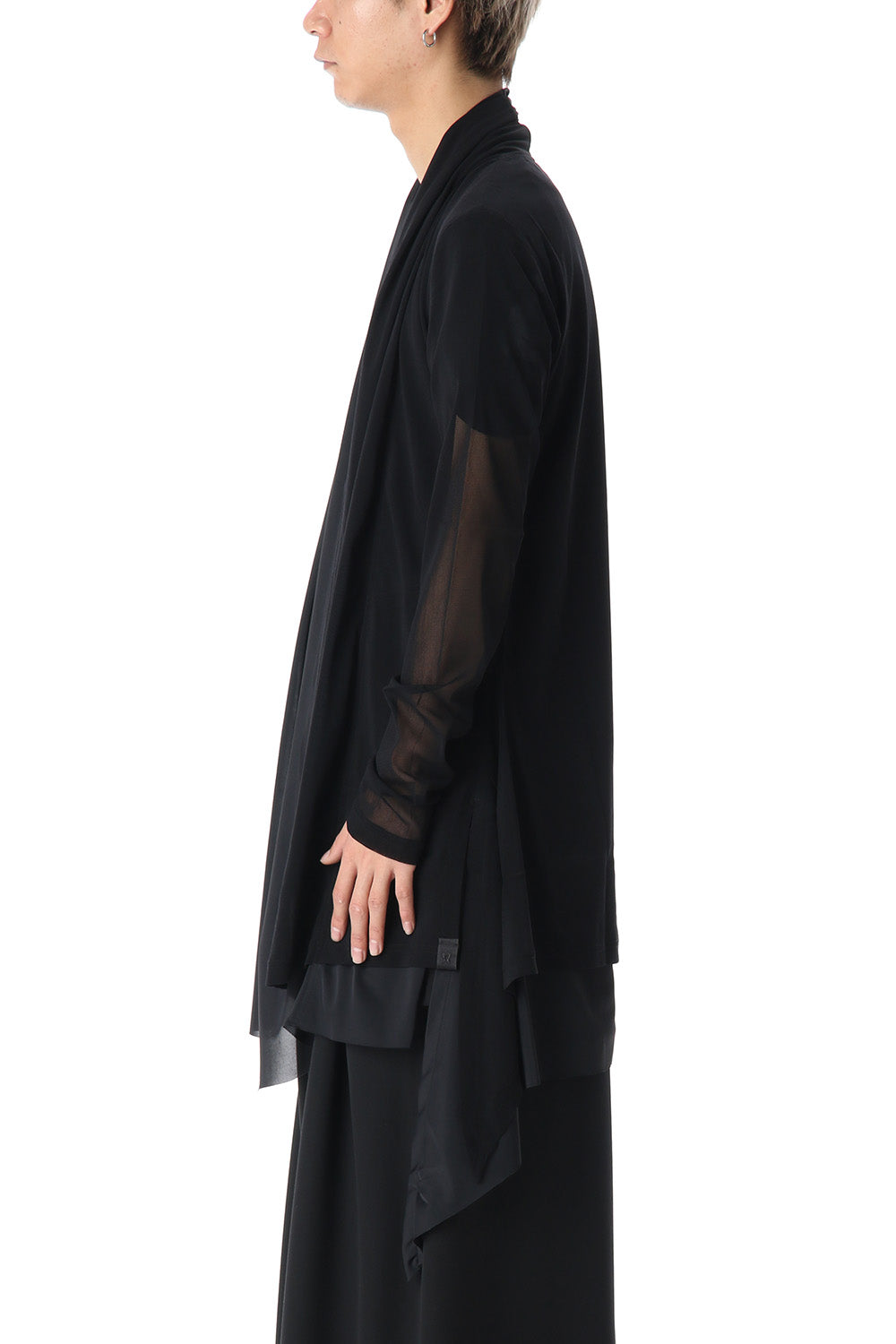 Layered Flare Cardigane Black x Black