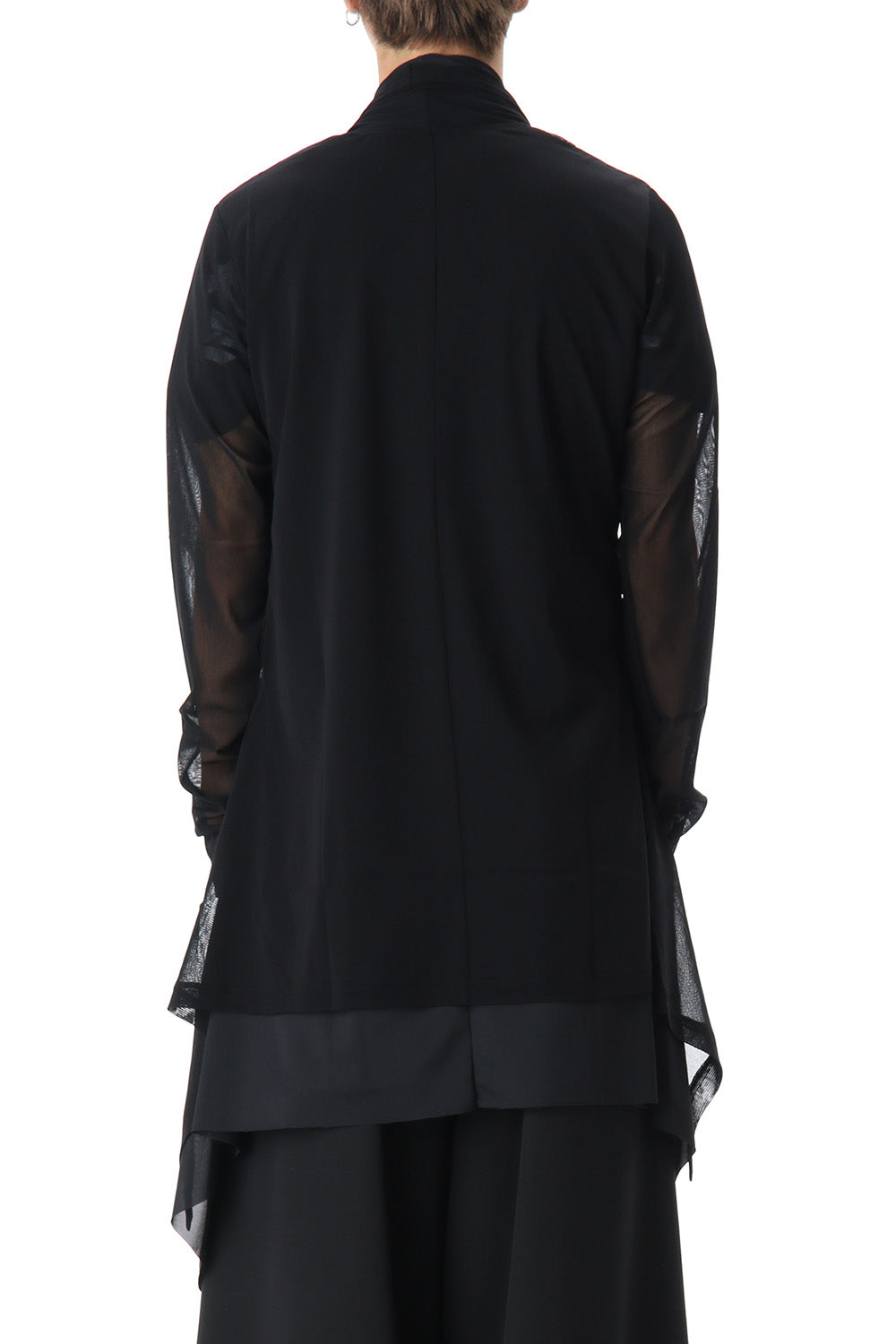 Layered Flare Cardigane Black x Black