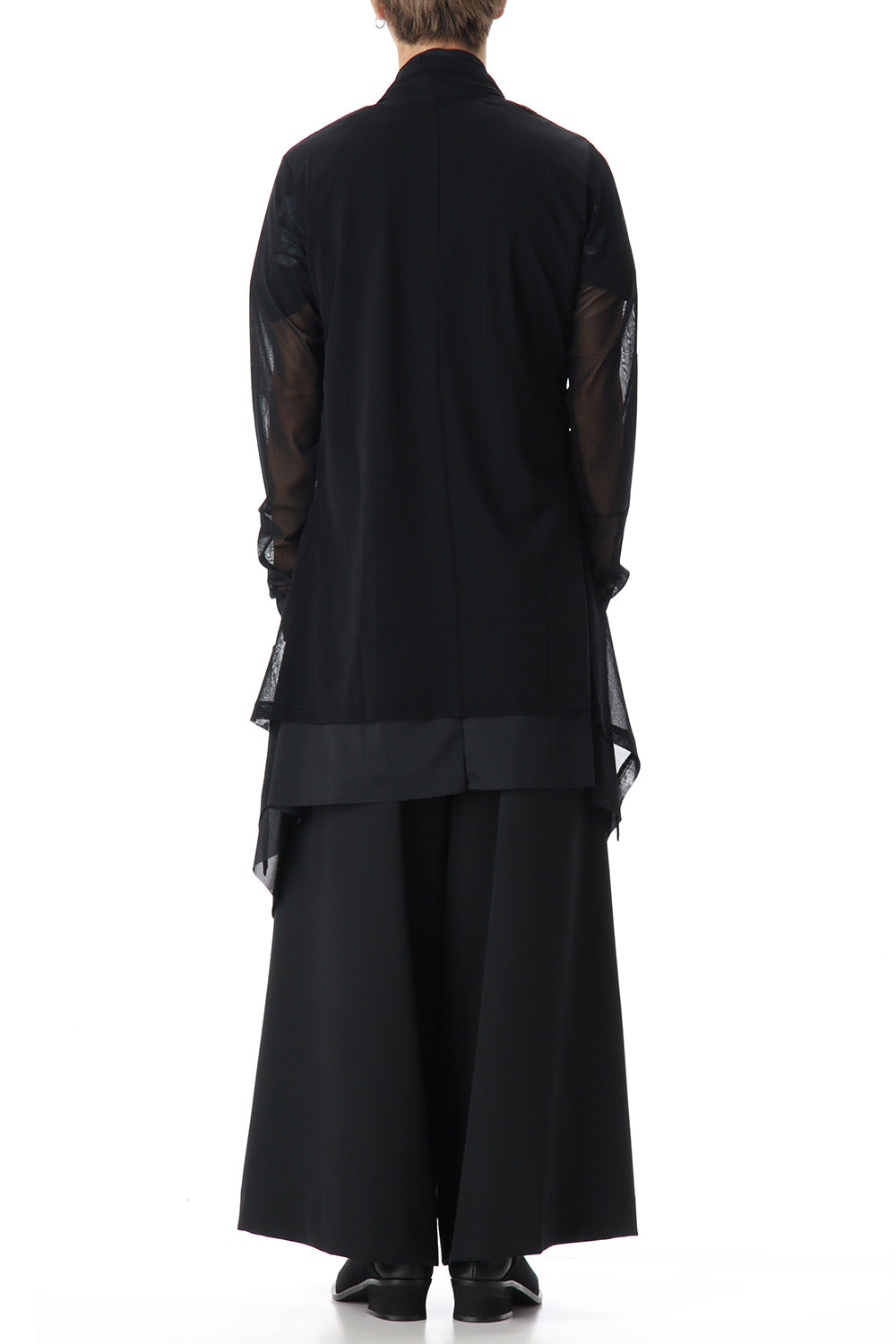 Layered Flare Cardigane Black x Black