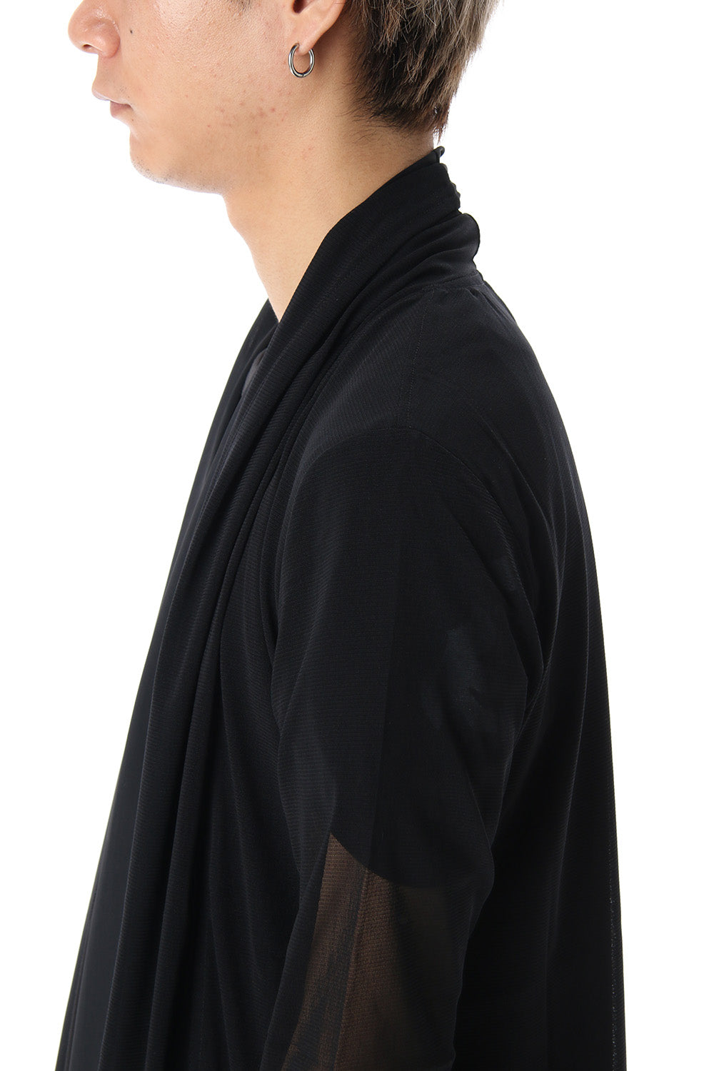 Layered Flare Cardigane Black x Black