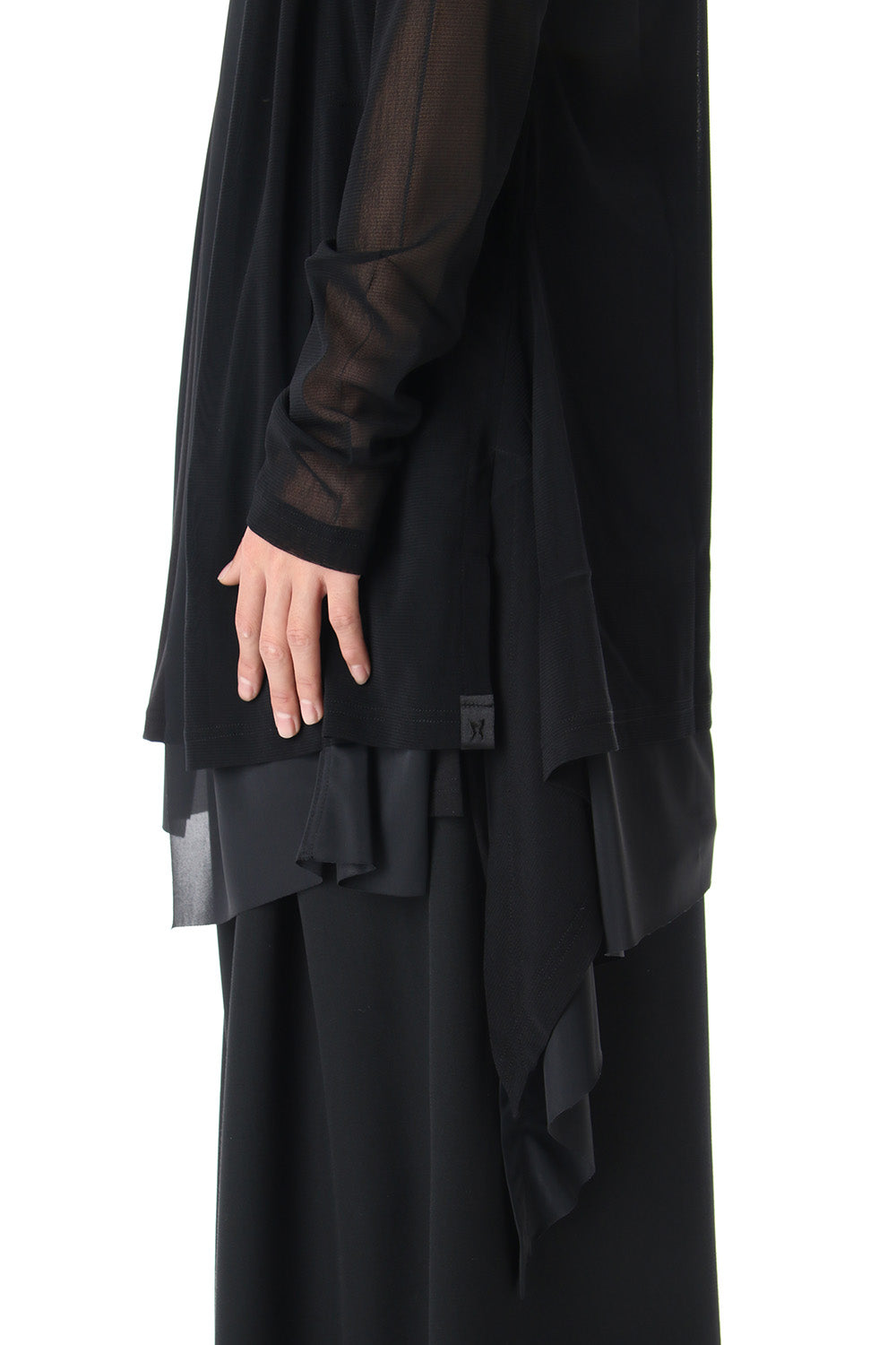 Layered Flare Cardigane Black x Black